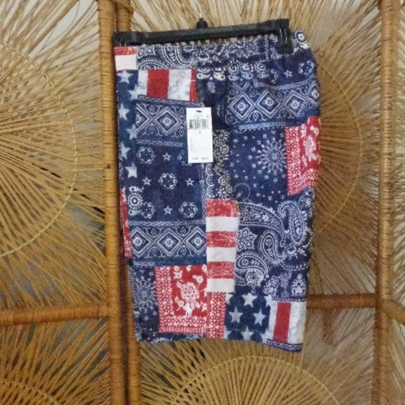 Polo Lauren Red White Blue Nautical Swimtrunks Shorts Sz M NWT Bandana Print
